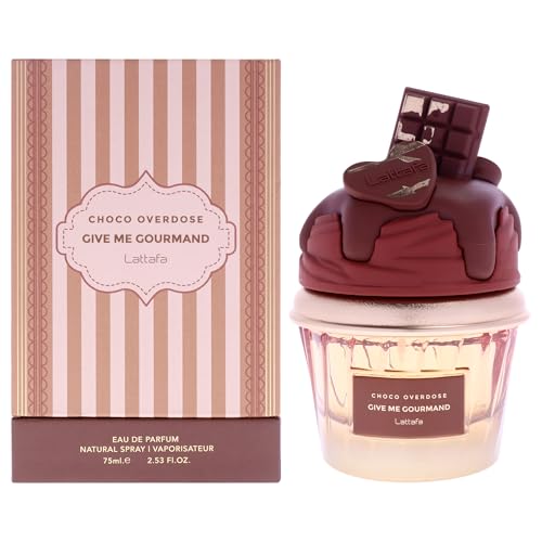 Lattafa Choco Overdose Eau de Parfum, Gourmand Collection, Dark Chocolate Fudge and Caramel Fragrance, 75ml Spray, Sweet and Elegant Give Me Gourmand Collection