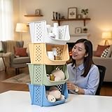 Stackable Ventilated Plastic Storage Baskets MultiPurpose Organizer Bins for Kitchen Toys Pantry Bathroom Durable SpaceSaving Easy to Clean set of 4