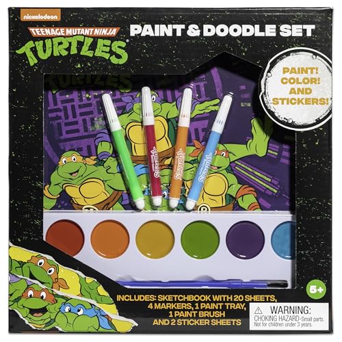 Paint & Doodle - Teenage Mutant Ninja Turtles - TMNT Art Activity & Coloring Set, Sketchbook, Stickers, Markers, Paint T