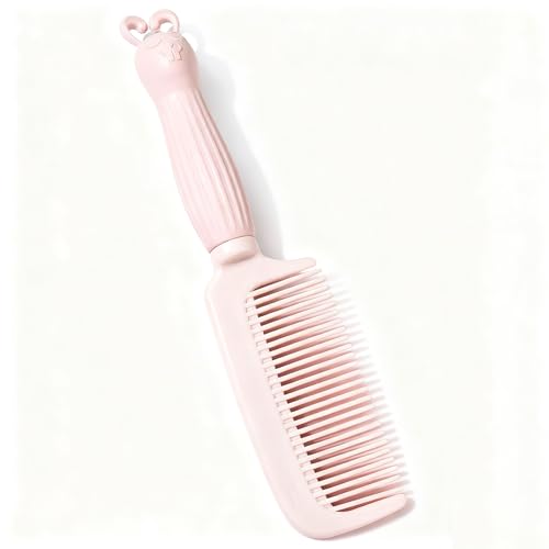 Girl's Detangling Comb - Cute Styling Handle, Fine-Tooth Dressing and Haircut Comb for Wet or Dry Hair,Pink-Rabbit