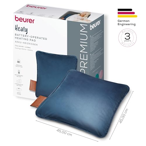 (-40%) Beurer Heaty Heizkissen, kabelloses Heizkissen mit Akku, Wärmekissen mit Abschaltautomatik und 3 Temperaturstufen, mit Schnellheizung, weicher Cordstoff, lavender-lilac/lila