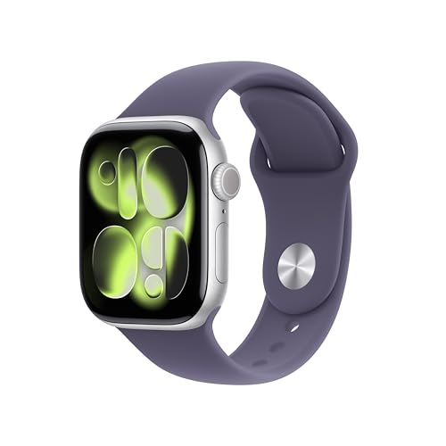 Apple Watch Series 11 [GPS 42mm] Smartwatch with Silver Aluminum Case with Purple Fog Sport Band - S/M. Sleep Score, Fitness Tracker, Health Monitoring, Always-On Display, Water Resistant