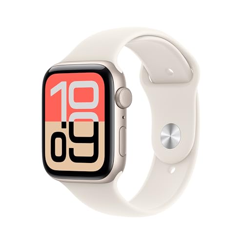 Apple Watch SE 3 [GPS 44mm] Smartwatch with Starlight Aluminum Case with Starlight Sport Band - M/L. Fitness and Sleep Trackers, Heart Rate Monitor, Always-On Display, Water Resistant