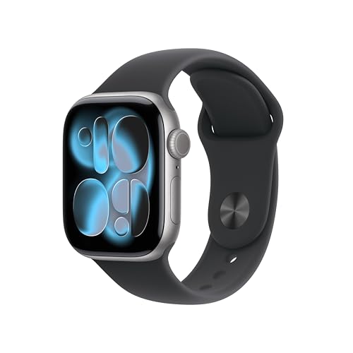 Apple Watch Series 11 [GPS 42mm] Smartwatch with Space Grey Aluminum Case with Black Sport Band - S/M. Sleep Score, Fitness Tracker, Health Monitoring, Always-On Display, Water Resistant