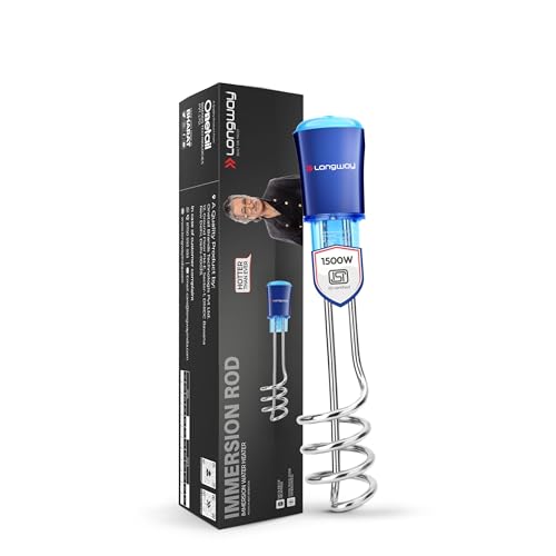 Longway LWIR01 1500W Immersion Water Heater Rod | Water Proof | Shock Proof Body | Heavy Element with Nickel Coated | Instant Fast Heating | ISI Certi