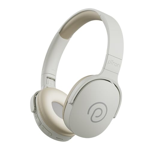 pTron Studio w/ 60Hrs Playtime, Wireless Over-Ear Headphones with HD Mic, Dual-Device Pairing, Immersive Sound, 40mm Drivers, BT5.4, 3.5mm Aux Port, T