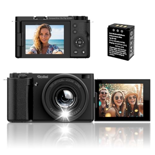 🔥 STARKER PREIS 18,59€ Coupon! Rollei 64MP 4K Digitalkamera Compactline 10X Flip Screen 10X Optischer Zoom