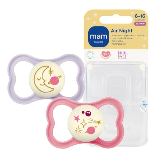 🔥 SELTEN SO GÜNSTIG (-44%) MAM Air Night Schnuller, 6-16 Monate, Mond/Universum, 2 Stück