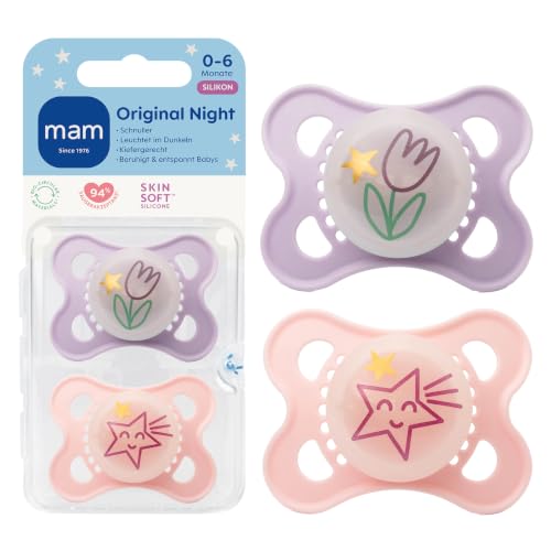 🔥 SELTEN SO GÜNSTIG (-41%) MAM Original Night Schnuller, 0-6 Monate, Tulpe/Stern, 2 Stück