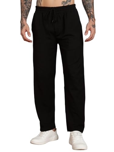 Urban Buccachi Men’s Slim Fit Trouser | Casual Bottoms with Elastic Waist & Drawstring | Soft Stretchable Fabric | Stylish Straight Fit Trousers for O