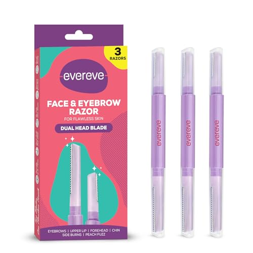 Face & Eyebrow Razor for Women, Pack of 3, Dual-Blade Head for Shaving with Precision & Coverage, German Steel Blades, Instant Painless Hair Removal, 