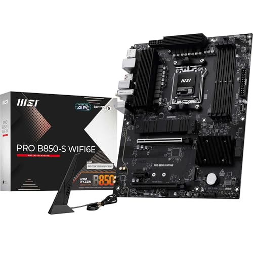 MSI PRO B850-S WIFI6E Motherboard, ATX - Supports AMD Ryzen 9000/8000 / 7000 Processors, AM5 - DDR5 Memory Boost (8200+ MT/s OC)