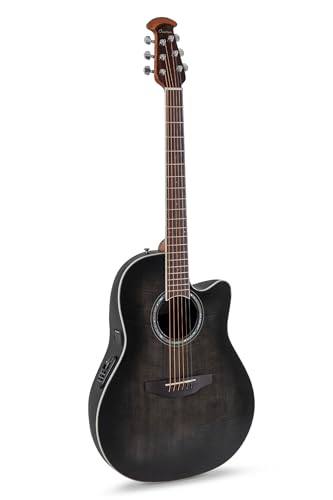 Ovation CS24P-TBBY-G Celebrity Traditional Plus CS24X Mid Cutaway Electric Acoustic Guitar - Precious Wood Top - Mid-Depth Lyrachord Body - Transparent Blackburst Flame