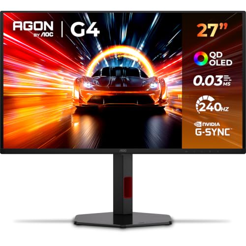 (-29%) AOC Q27G4ZDR 27 Zoll WQHD USB Hub Gaming Monitor, 240Hz, QD-OLED Panel, 0.03ms GtG, HDR10, G-Sync Compatible, Höhenverstellung,(2560x1440 HDMI 2X 2.1 DP 1x 1.4) Schwarz