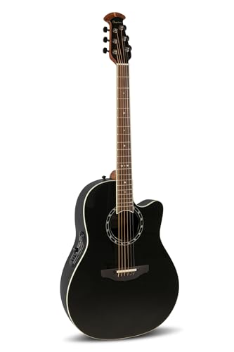 Ovation Electric Acoustic Guitar Pro Series Standard Balladeer 2771AX - Solid A-Grade Sitka Spruce Top - Deep Contour Lyrachord Body - Cutaway - Strings Adamas Nuova Coated - Black - 2771AX-5-G