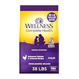 Wellness Complete Health Adult Dry Dog Food, Wholesome Grain Kibble, Natural, Chicken and Oatmeal Recipe, 38 lb Bag