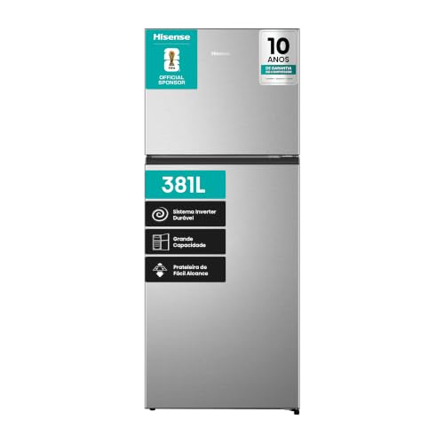 Geladeira Hisense Duplex Frost Free Inverter 381L Multi Airflow RT3N375 Inox 220V