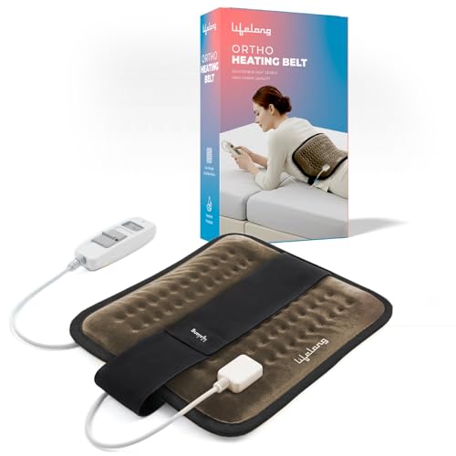 Lifelong Electric Heating Belt for Pain Relief | Heating Pad for Back, Shoulder, Knee, and Period Cramps | 3 Heat Settings with Auto Shut Off | 4-Laye