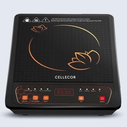 CELLECOR ICT01CE 2000 Watts Induction Cooktop with Auto-Switch Off | 8 Preset Modes | Soft Push Button Control | Overheat Protection | Easy-to-Clean- 