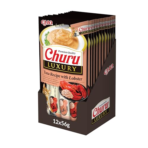 Ciao Churu Luxury Sticks by INABA Cat Treat - Tuna with Lobster Recipe (48 x 14g) / Soft & Creamy Luxury Cat Treat, Delicious & Healthy Snack, Purée Food Topper, Pill Assist, Natural, Grain Free