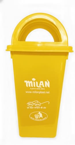 Milan Plastic Garbage Dustbin With Dome Lid 80 Litre Yellow