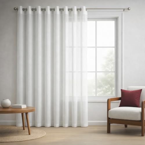 Napa Sheer Curtain Panel, 290 cm x 221 cm, White, Ring Top