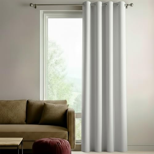 Arbour Lightweight Blockout Curtain, 120cm x 221cm, Talc Off-White Colour, Eyelet Header