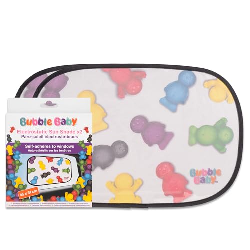 Bubble Baby Electrostatic Sun Shade X2 (45 x 31 Cm) | Easy To Apply, UV Protection, Universal Fit, Reusable & Foldable Car Window Sunshade For Heat And Glare Reduction