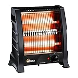 Homly Ritz 800 Watts Halogen Room Heater with Dual Heating Tubes ISI Approved Dual Heating Settings For 400W 800 W Cool Touch Shockproof Body with High Thermal Protection Black