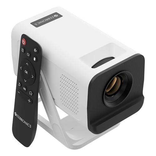 Zebronics Android Smart LED Projector, 4K UHD Support, 4000 Lumens, 100" Screen Size, 240° Tiltable, Auto Keystone, OTT Apps (Netflix, Prime), Miracas