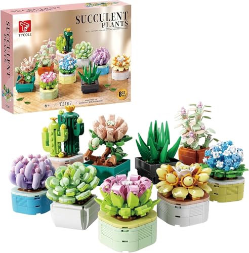 Succulent Building Block Set, 9 Tiny Plants Building Toy, Botanical Collection for Home...