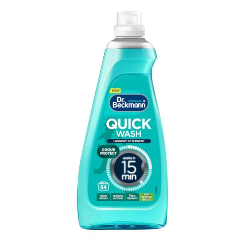 Dr. Beckmann Quick Wash – Odour Protect |Deep clean laundry | Works in 15 mins |Powerful on stains |Plus Colour run protection |7 days freshness |1620 ml (54 Washes) |100% recycled bottle*