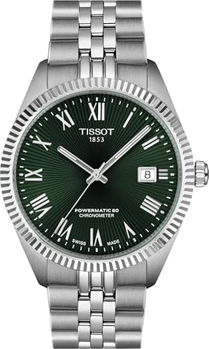 Tissot Ballade Powermatic 80 COSC 39mm, Swiss Automatic Watch for Men, Stainless Steel Case, Green Dial, T1564081109300
