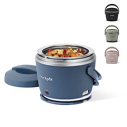 Crock-Pot 20-Ounce Electric Lunch Box Portable Food Warmer Faded Blue Perfect for Travel Car On-the-Go Keeps Food Warm S