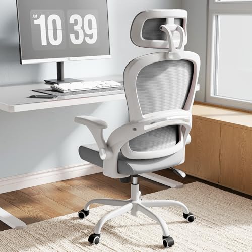 🔥 SELTEN SO GÜNSTIG (-53%) TRALT Ergonomischer Bürostuhl - Schreibtischstuhl mit Verstellbare Kopfstütze Höhenverstellbarer Bürostuhl Büro Stuhl - Office Chair Ergonomic Desk Chair - Gaming Stuhl 150kg für Lange Zeit Grau