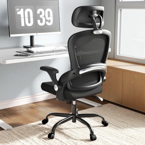 🔥 STARKER PREIS (-43%) TRALT Ergonomischer Bürostuhl - Schreibtischstuhl mit Verstellbare Kopfstütze Höhenverstellbarer Bürostuhl Büro Stuhl - Office Chair Ergonomic Desk Chair - Gaming Stuhl 150kg für Lange Zeit Schwarz