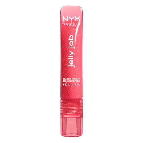 NYX Professional Makeup Jelly Job Peptide Lip Gloss, High-Shine Glassy Finish, Volumizing Peptide Complex & Cherry Oil, 16 Shimmer & Pure-Shine Shades, Shade: Jelly Kiss'd