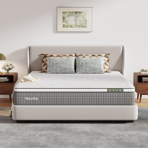 Novilla Queen Mattress 10 Inch,Hybrid Queen Bed Mattress with Individually Pocketed Coils & Gel Infused Memory Foam & Silky Cool Fabric for Balanced Support & Pain Relief Comfort Mattresses in a Box