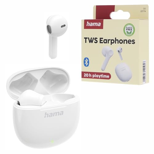 (-33%) Hama Bluetooth Kopfhörer (Earbuds, Headset Bluetooth, True Wireless Kopfhörer kabellos, Bequeme Ohrhörer mit Mikrofon, mit Ladebox für 3X mehr Laufzeit, Touch Control, Sprachsteuerung) weiß