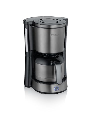 (-44%) Severin Kaffeemaschine, Kaffeeautomat mit Thermokanne, Durchbrühdeckel und Tropfstopp, Schwenkfilter, Abschaltautomatik, integriertes Kabelfach, 1 L Füllmenge, 1000 Watt, dark inox, KA 9343