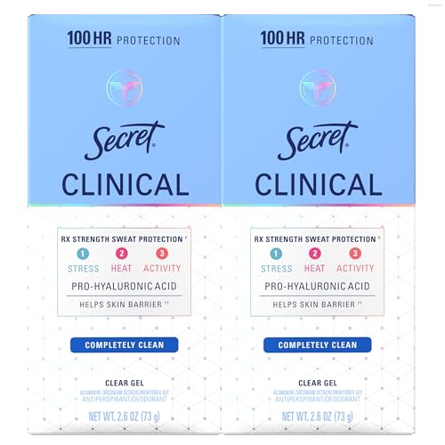 Secret Clinical Strength 100HR Clear Gel Antiperspirant and Deodorant for Women, Completely Clean, 2.6 oz