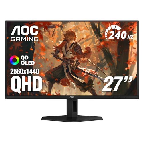 [Monitor] AOC 27" Gaming Monitor QHD 240Hz QD OLED NVIDIA G-SYNC Compatible Q27GAZD - $299.99 - Amazon