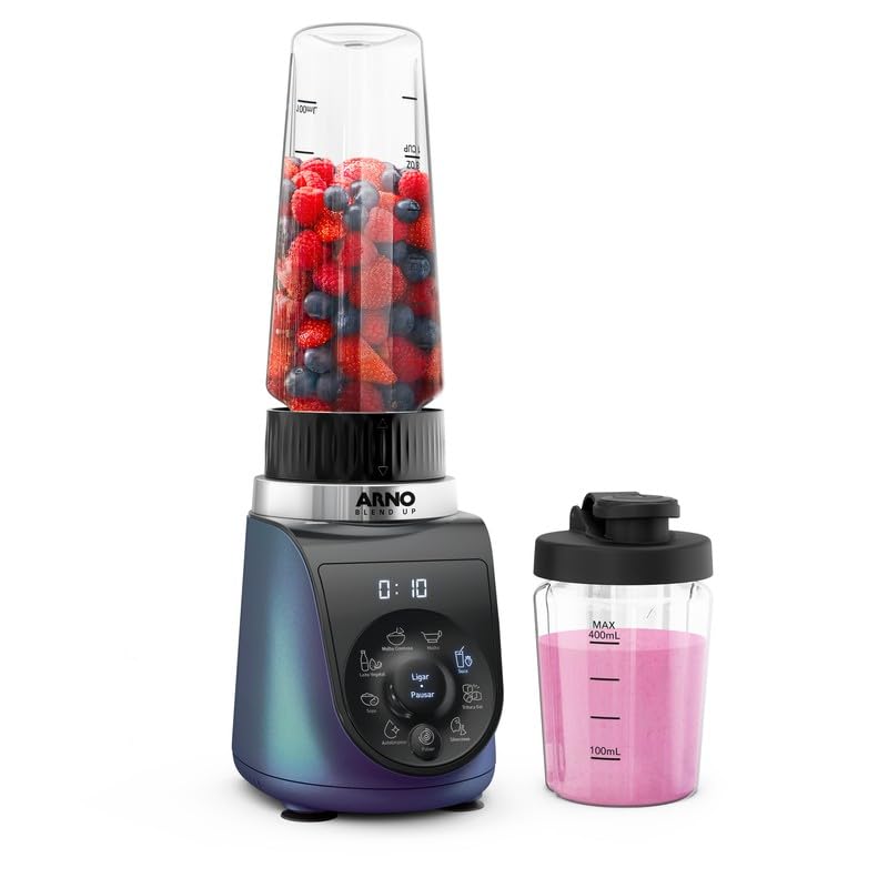 Liquidificador Arno Blend Up UP00, 1000W, Azul, com 2 Copos Inquebráveis Tritan 400ml e 700ml, 8 Funções, Tecnologia Powerlix, Ideal para Smoothies e Shakes, 110V