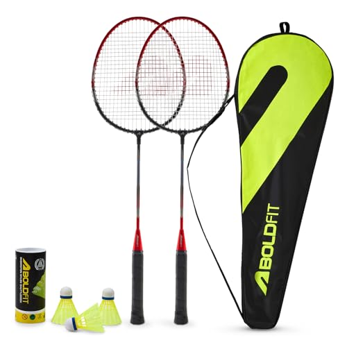 Boldfit Badminton Rackets Aluminium Badminton Racket with Full Cover Bag Standard Shuttle Bat Match Shuttle Bats Lightweight Badminton Shuttle Bat Aer