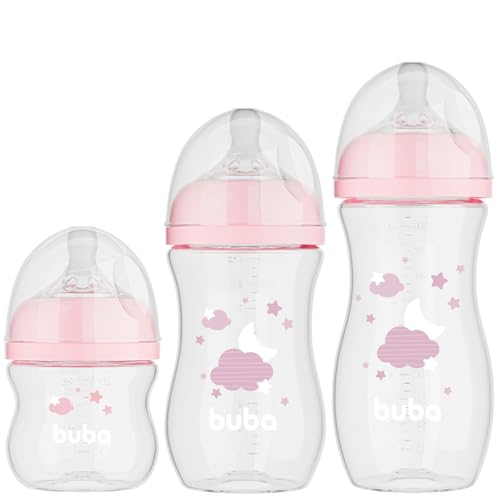 Buba, Kit 3 Mamadeiras Easy Flow Nuvem Rosa 120/270/330ml