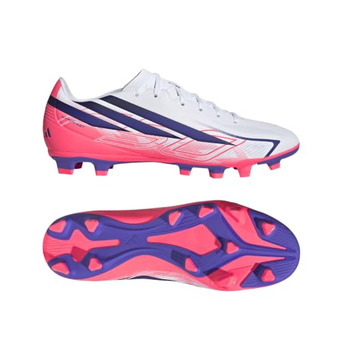 (-32%) adidas Unisex F50 Hyperfast Club Firm Ground/Multi Ground Football Boots Shoes, FTWR White/Solar Purple/Solar Turbo, 43 1/3 EU