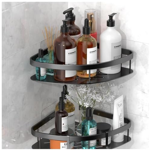 Bathroom Organizer Without Drill | Self Adhesive Wall Shelf for Bathroom & Kitchen | Stainless Steel Bathroom Rack & Shampoo Holder | No Drill Wash Ba