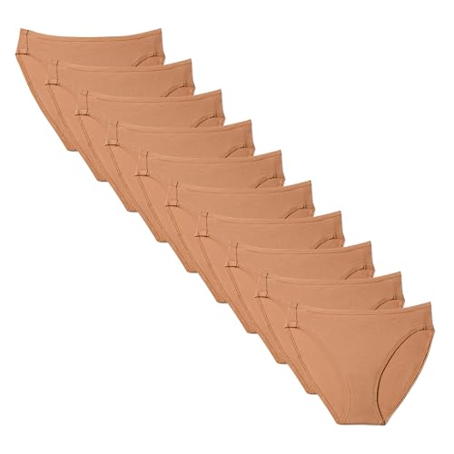 🔥 STARKER PREIS (-71%) Amazon Essentials Damen Atmungsaktive High-Leg-Slips Aus Baumwolle Und Elasthan, 10er Pack, Gewaschene Bronze, 40
