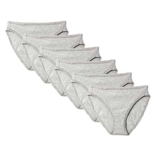 🔥 SELTEN SO GÜNSTIG (-59%) Amazon Essentials Damen Slip aus Baumwolle und Elasthan mit hohem Beinausschnitt, atmungsaktiv, 6er Pack, Medium Grey Heather, 42