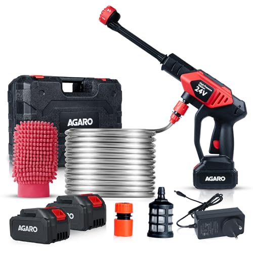 AGARO Marvel Cordless High Pressure Washer Gun, Premium Build Car Washer, 24V Rechargeable Battery (2 x 1500mAh), 110–240V, 10 Bar, Car, Bike & Home C